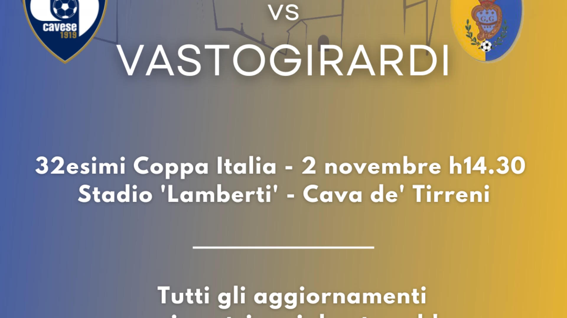 Coppa Italia serie D: IL Vastogirardi pesca la Cavese. Match in programma il 2 novembre.